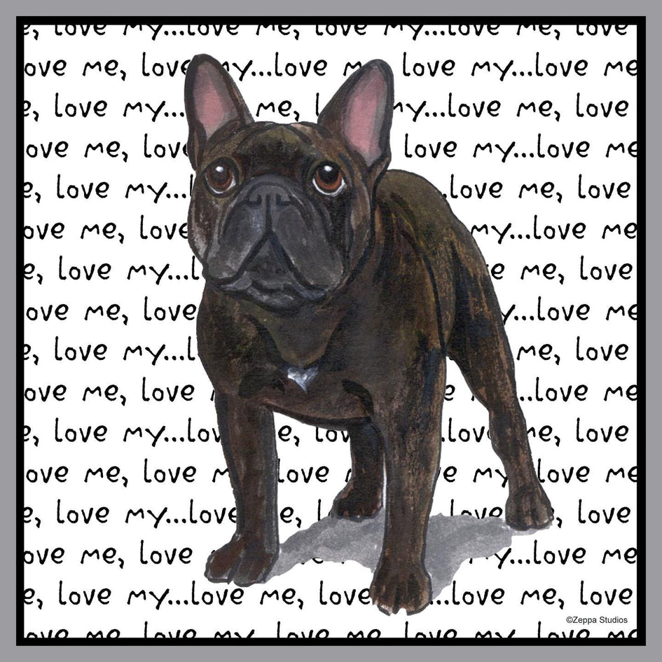 French Bulldog Love Text - Adult Unisex Hoodie Sweatshirt