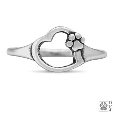 Paws On My Heart Sterling Silver Ring