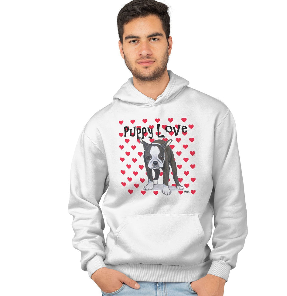 Boston Terrier Puppy Love - Adult Unisex Hoodie Sweatshirt