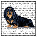 Black Longhaired Dachshund Love Text - Adult Unisex Hoodie Sweatshirt