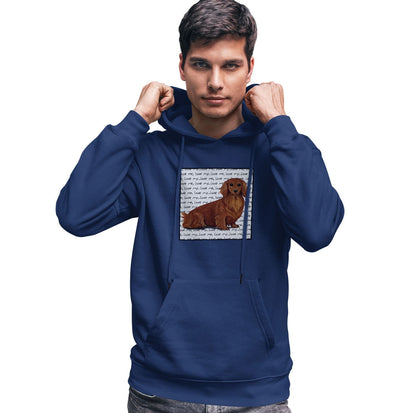 Longhaired Dachshund Love Text - Adult Unisex Hoodie Sweatshirt