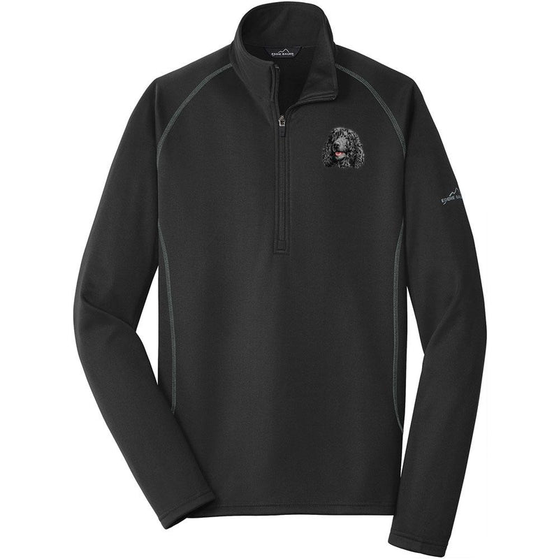 Irish Water Spaniel Embroidered Eddie Bauer Mens Quarter Zip Pullover Fleece