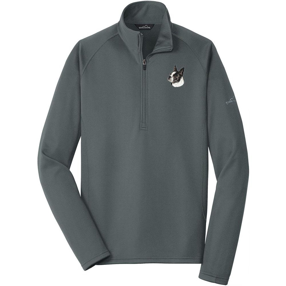 Embroidered Eddie Bauer Mens Base Layer Fleece Irongate Gray 3X-Large Boston Terrier D50