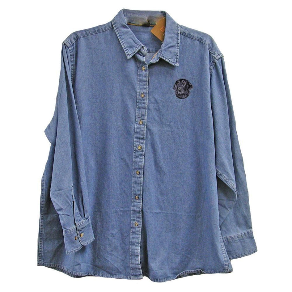 Embroidered Ladies Denim Shirts  2X Large Flat Coated Retriever D53