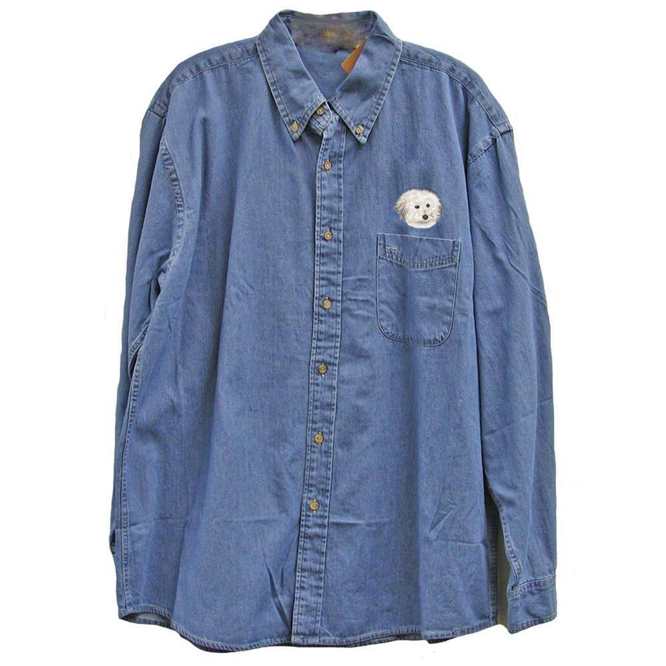 Coton de Tulear Embroidered Mens Denim Shirts