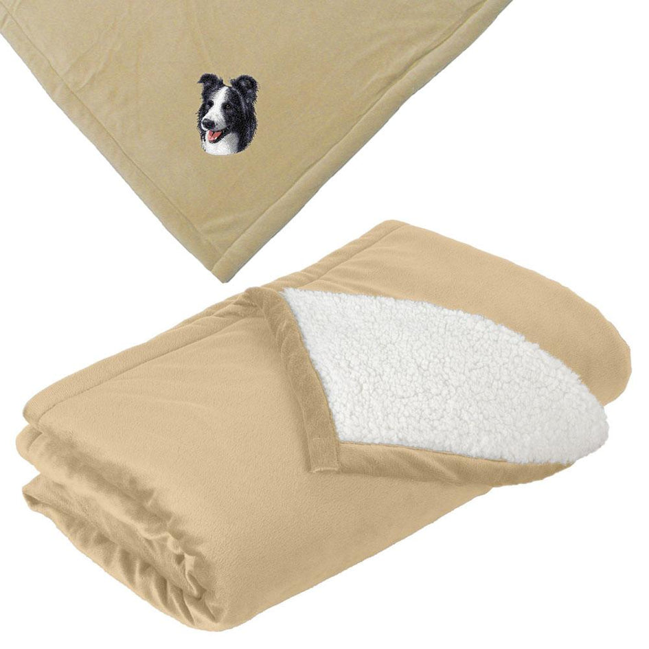 Embroidered Blankets Tan  Border Collie D16
