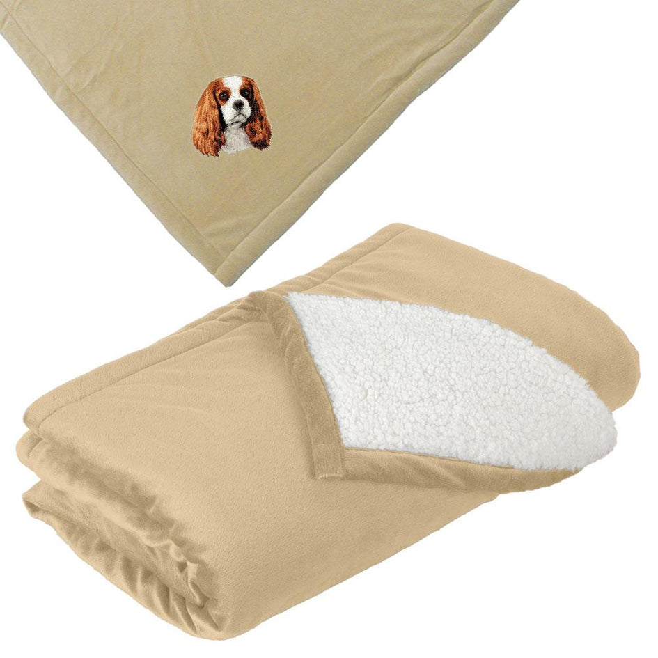 Embroidered Blankets Tan  Cavalier King Charles Spaniel D11