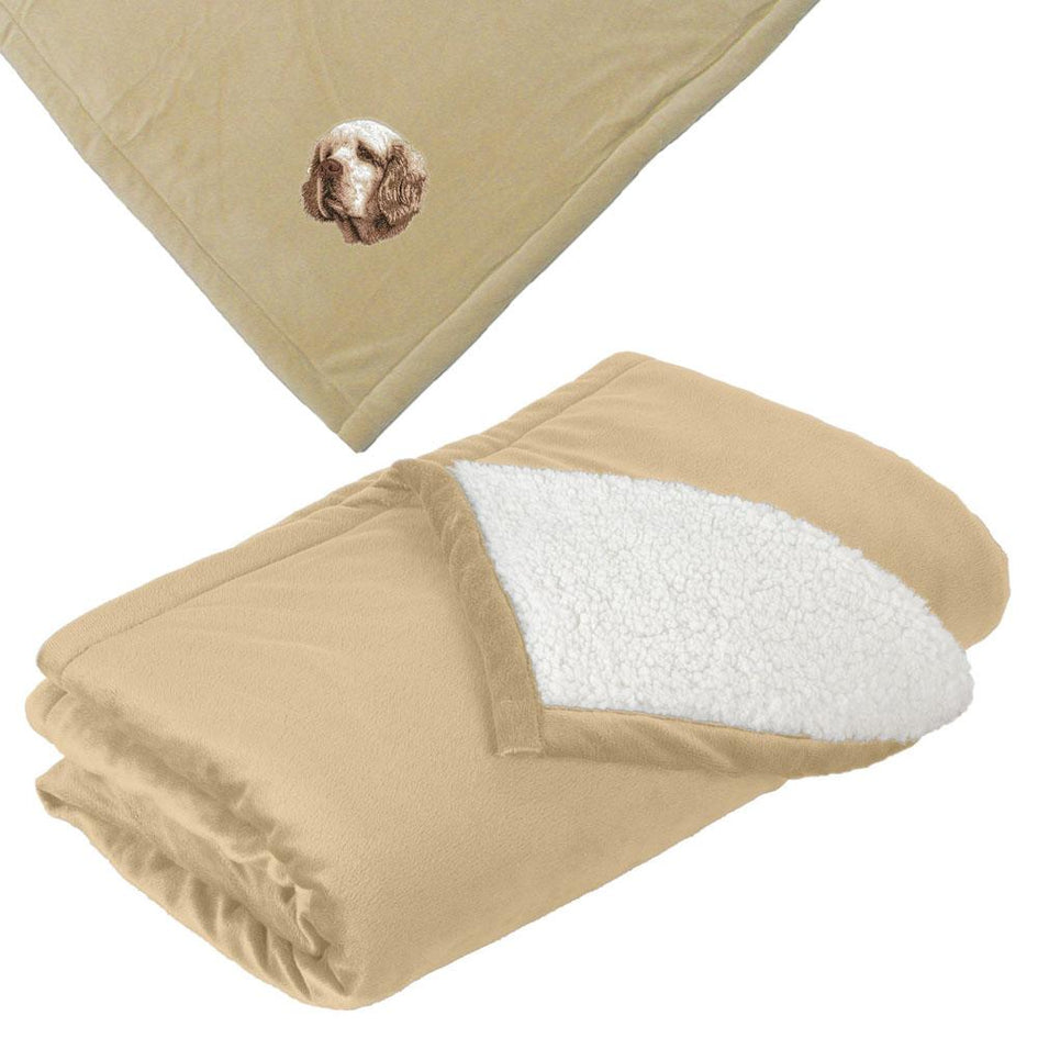 Embroidered Blankets Tan  Clumber Spaniel D46