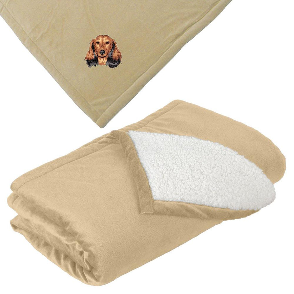 Embroidered Blankets Tan  Dachshund D109