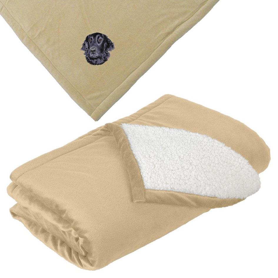 Embroidered Blankets Tan  Flat Coated Retriever D53