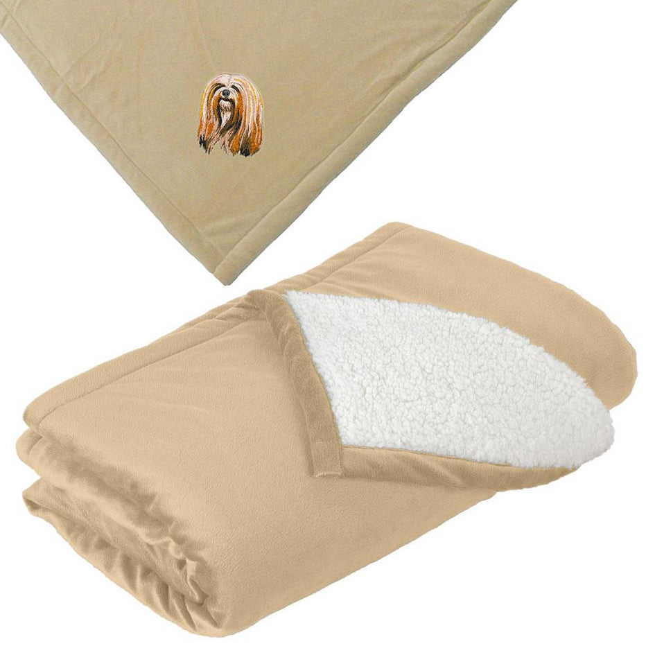 Embroidered Blankets Tan  Lhasa Apso DM161