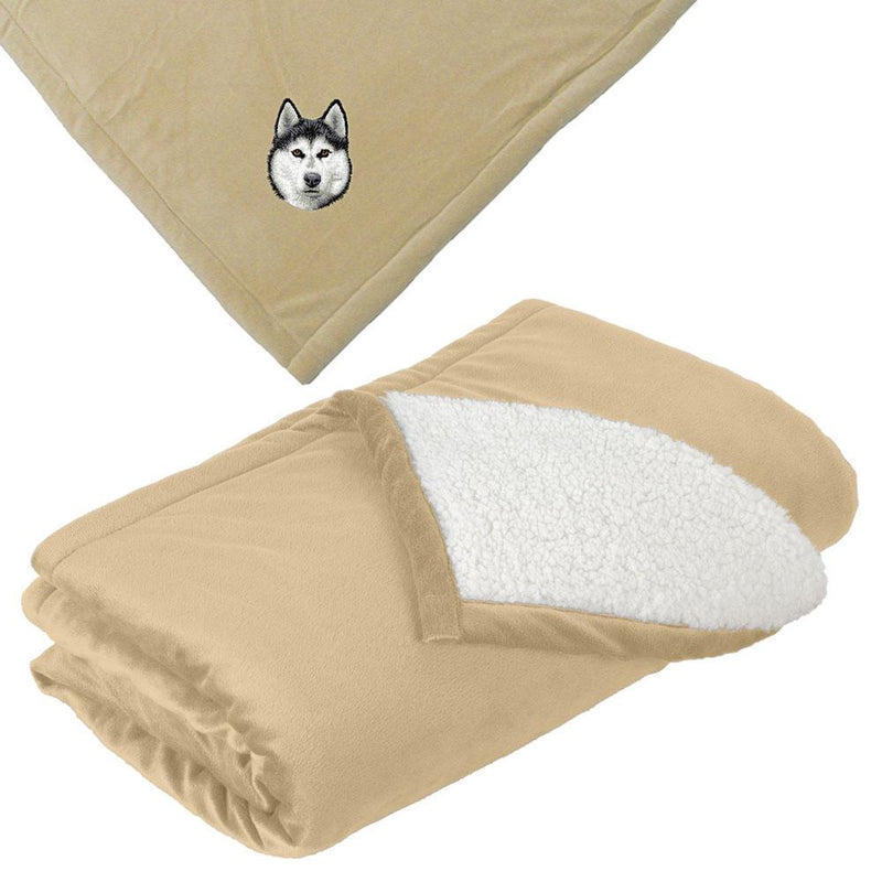 Siberian Husky Embroidered Blankets