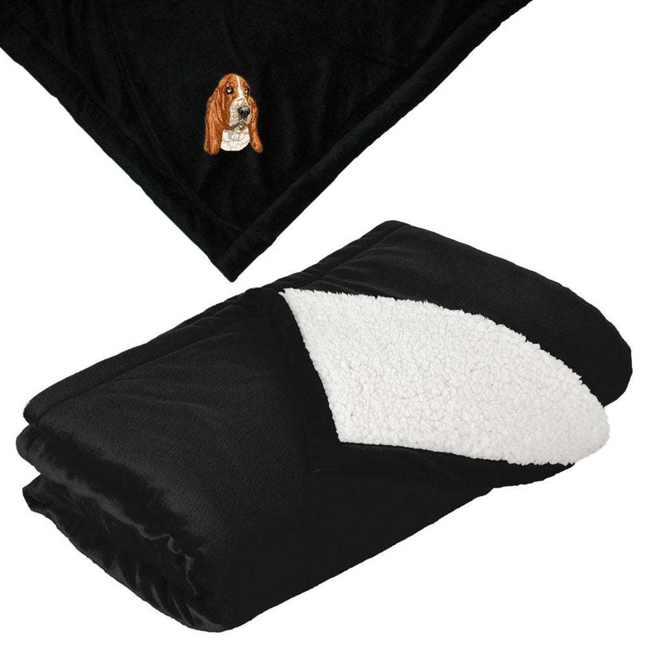 Embroidered Blankets Black  Basset Hound DV286