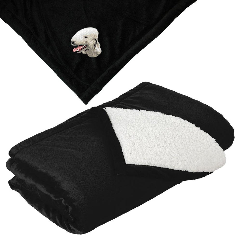 Embroidered Blankets Black  Bedlington Terrier D35