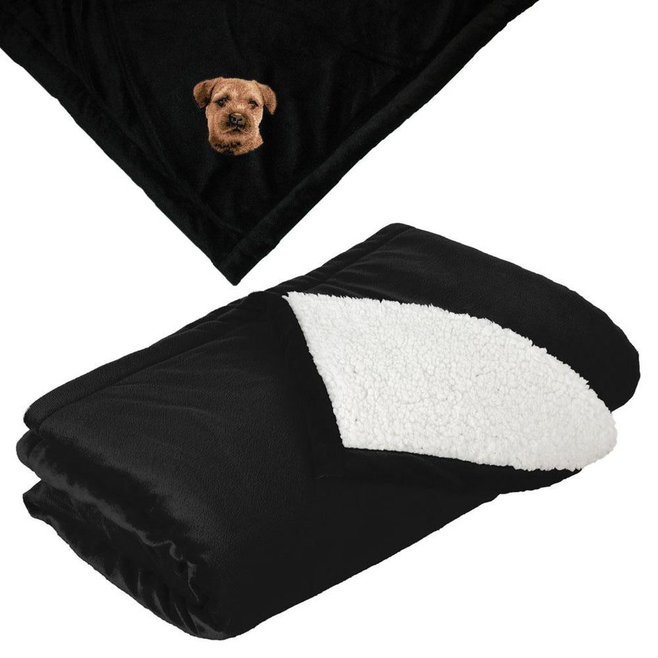 Embroidered Blankets Black  Border Terrier D51