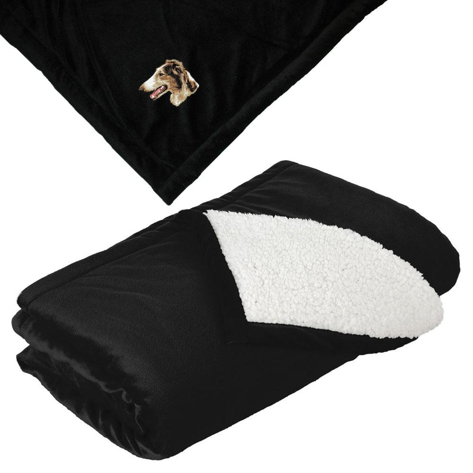 Embroidered Blankets Black  Borzoi D43