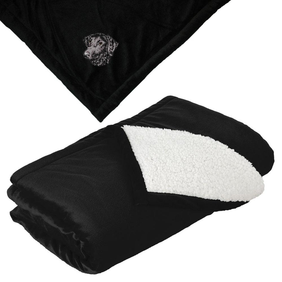 Embroidered Blankets Black  Curly Coated Retriever D137