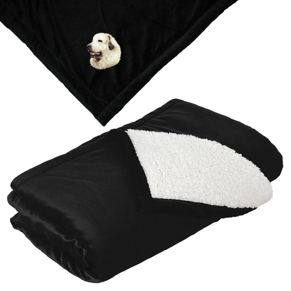 Embroidered Blankets Black  Great Pyrenees D27