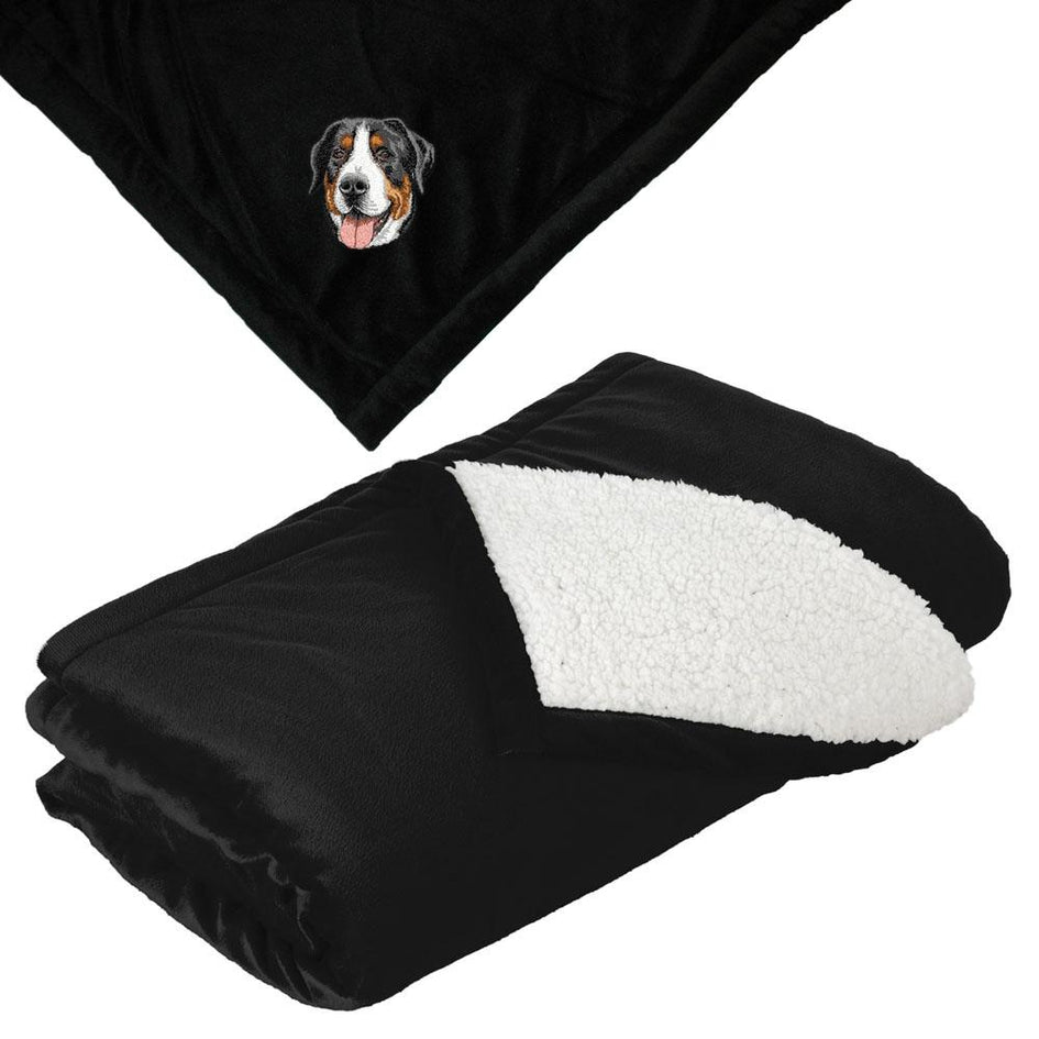 Embroidered Blankets Black  Greater Swiss Mountain Dog DV379