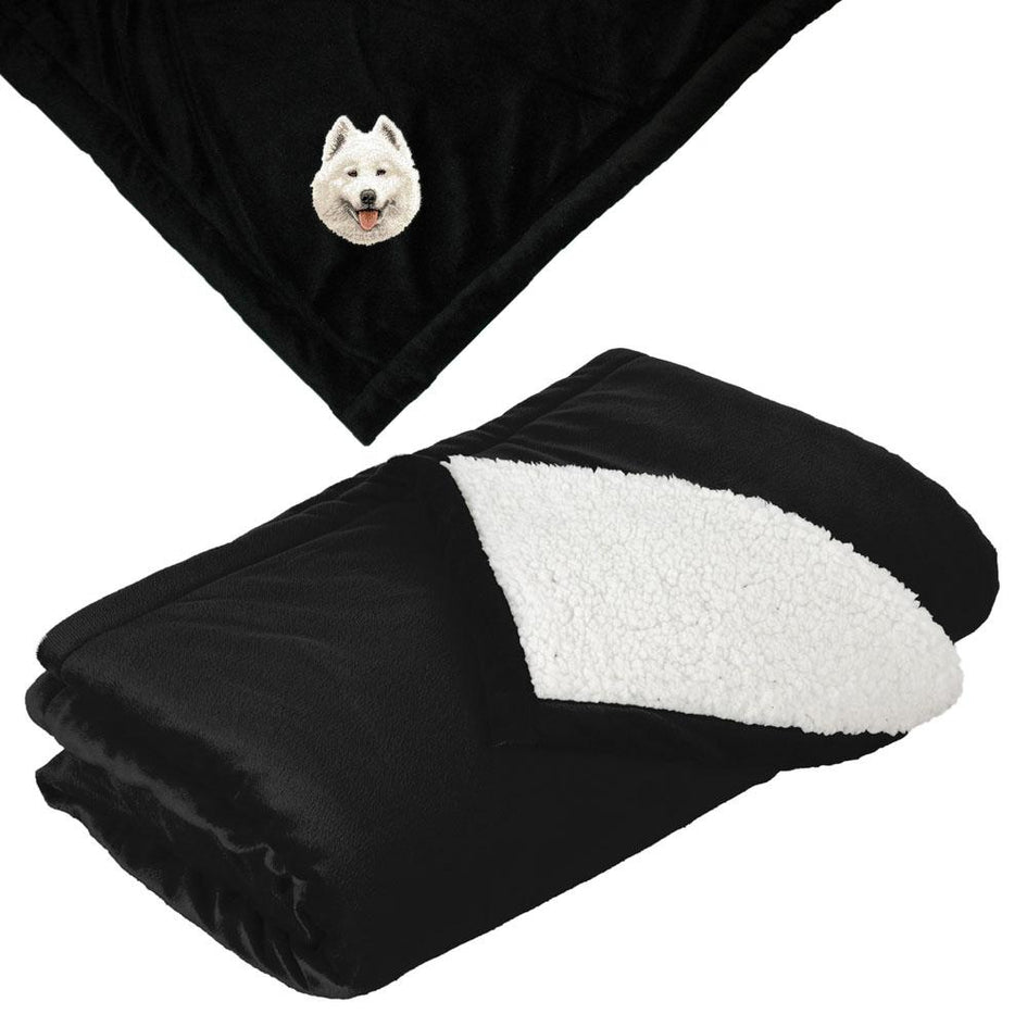 Embroidered Blankets Black  Samoyed D62