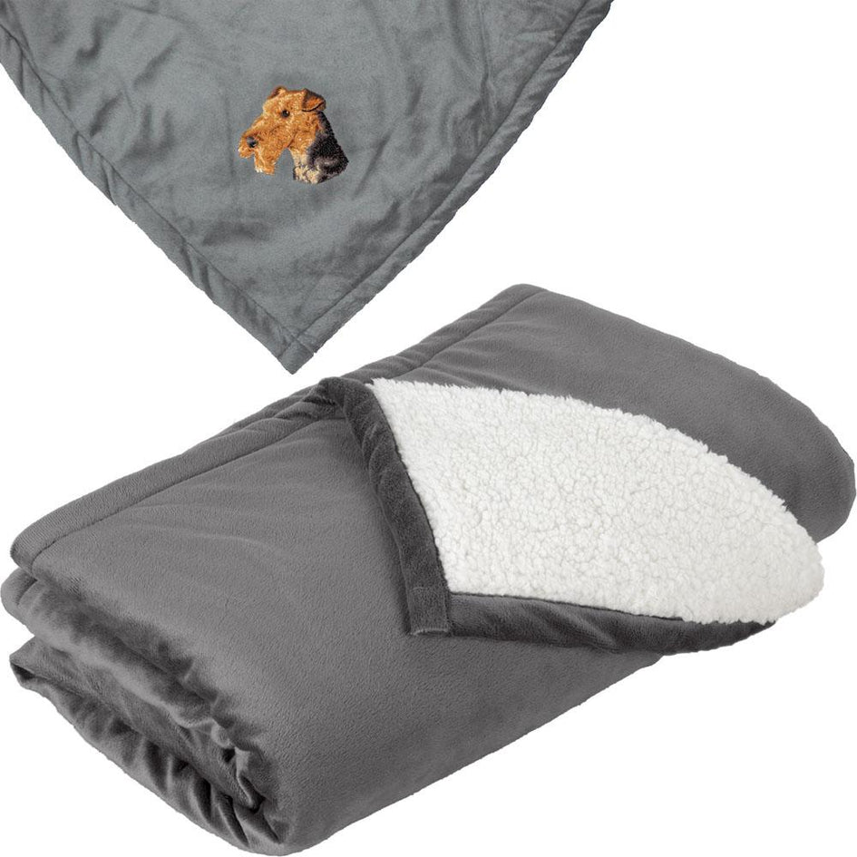 Embroidered Blankets Gray  Airedale Terrier D67