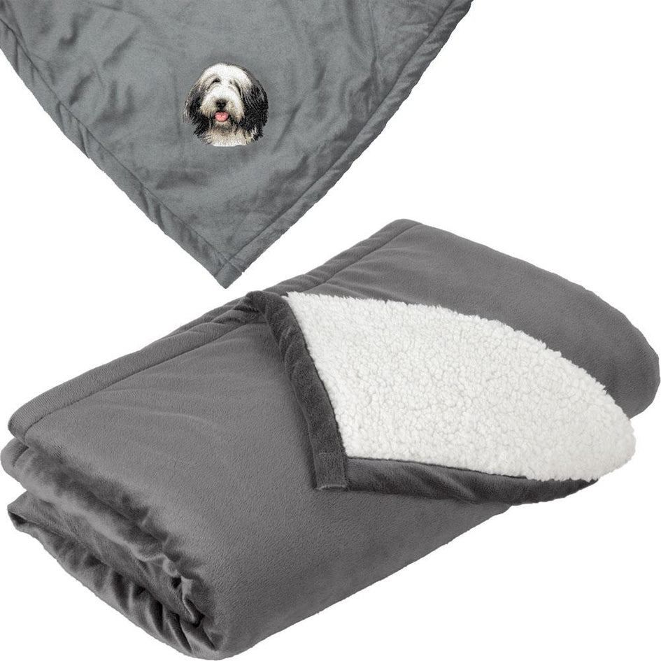 Embroidered Blankets Gray  Bearded Collie D37