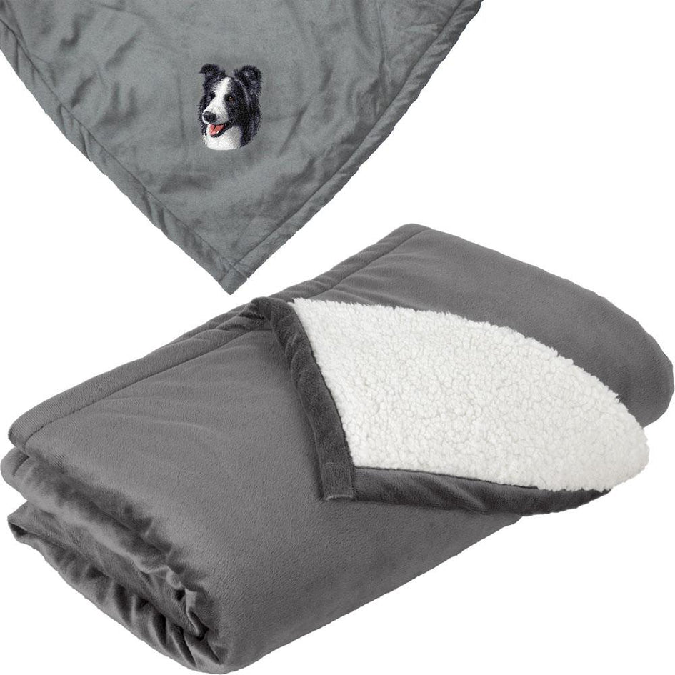 Embroidered Blankets Gray  Border Collie D16