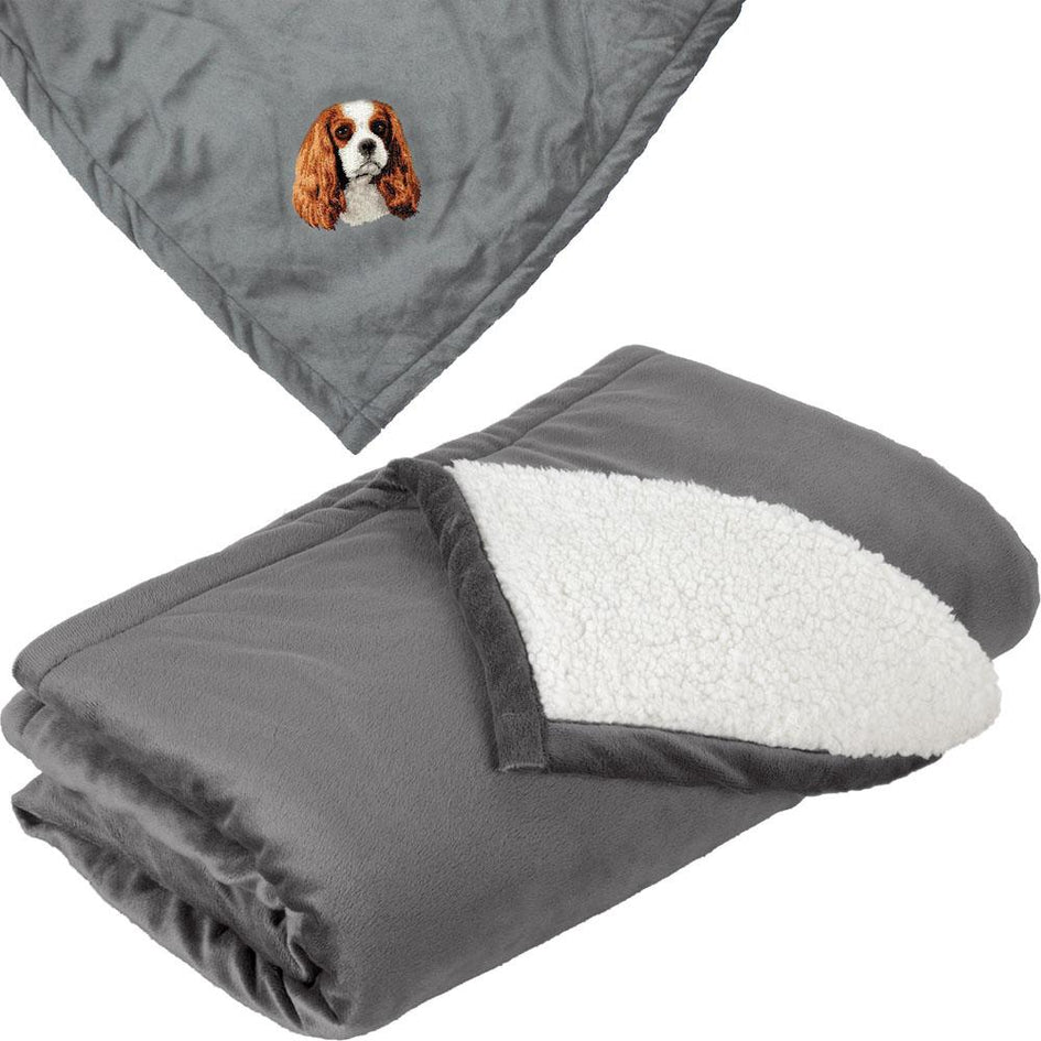 Embroidered Blankets Gray  Cavalier King Charles Spaniel D11