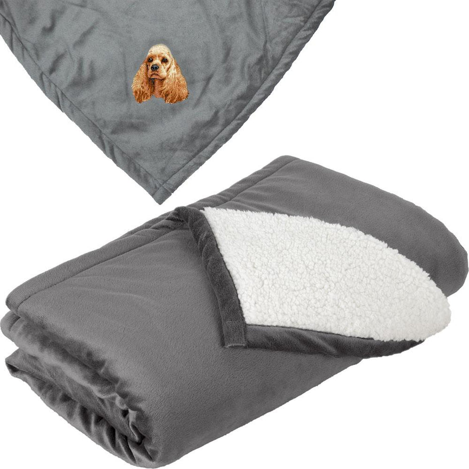 Embroidered Blankets Gray  Cocker Spaniel D20