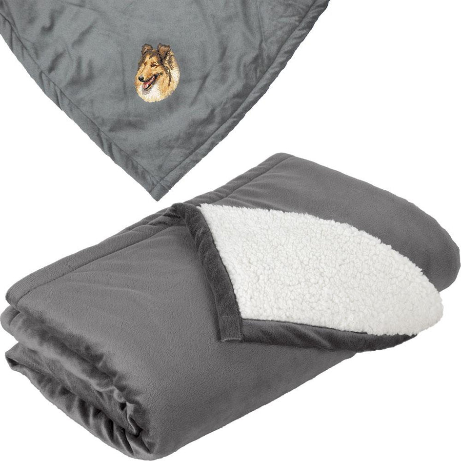 Embroidered Blankets Gray  Collie DV417