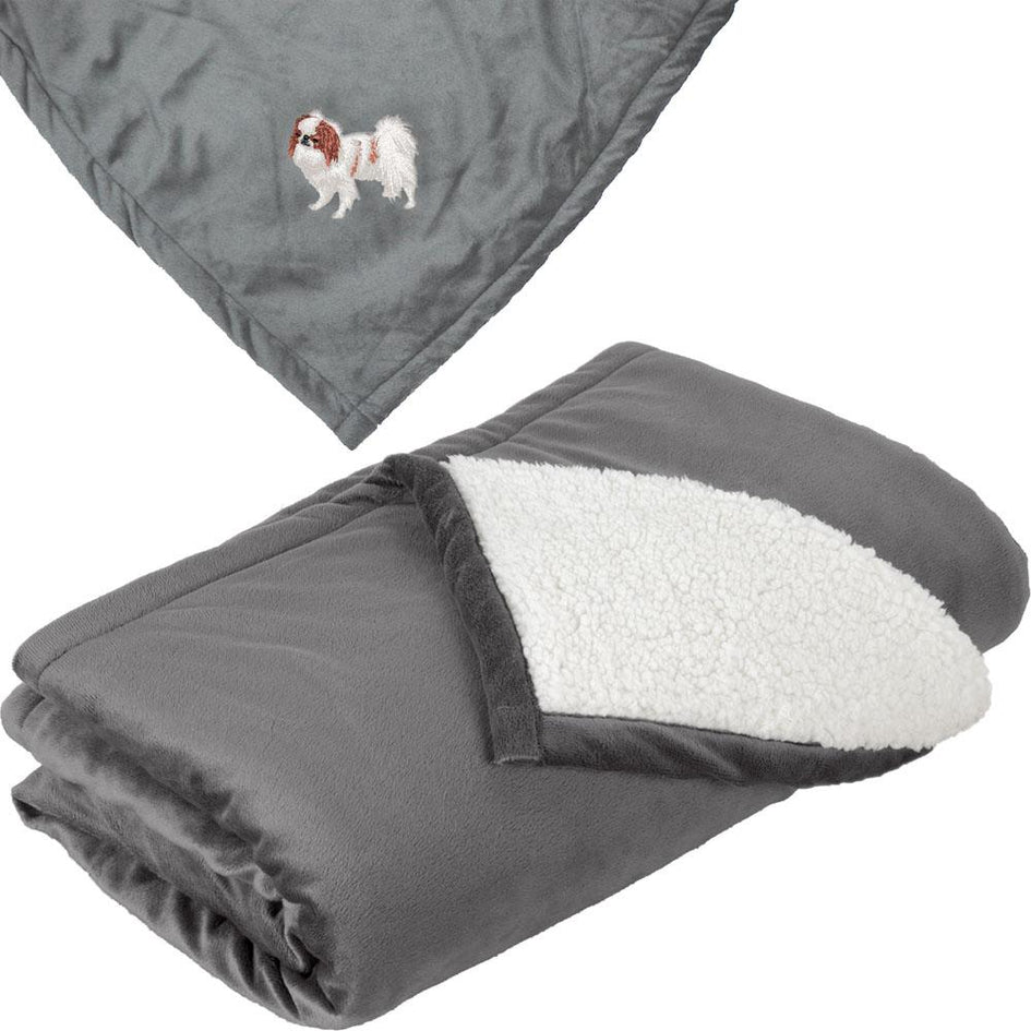 Embroidered Blankets Gray  Japanese Chin DV213