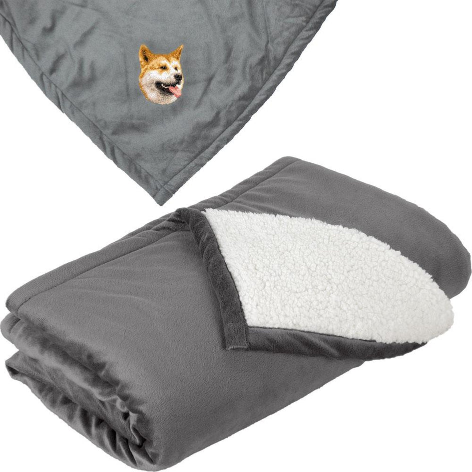 Embroidered Blankets Gray  Shiba Inu D91