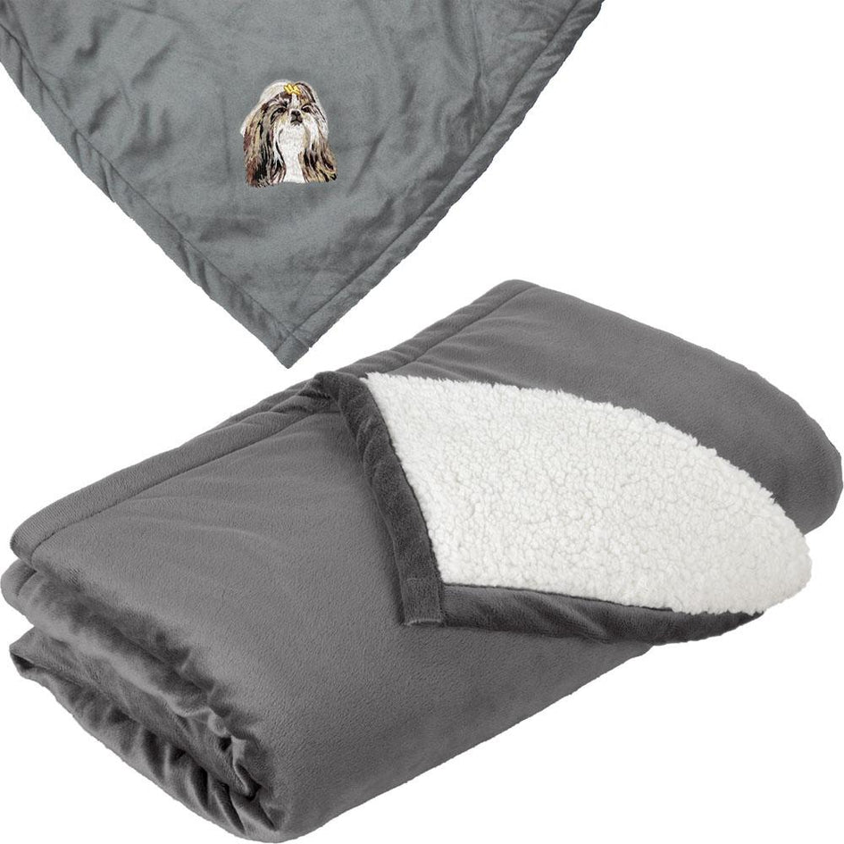 Embroidered Blankets Gray  Shih Tzu DN390