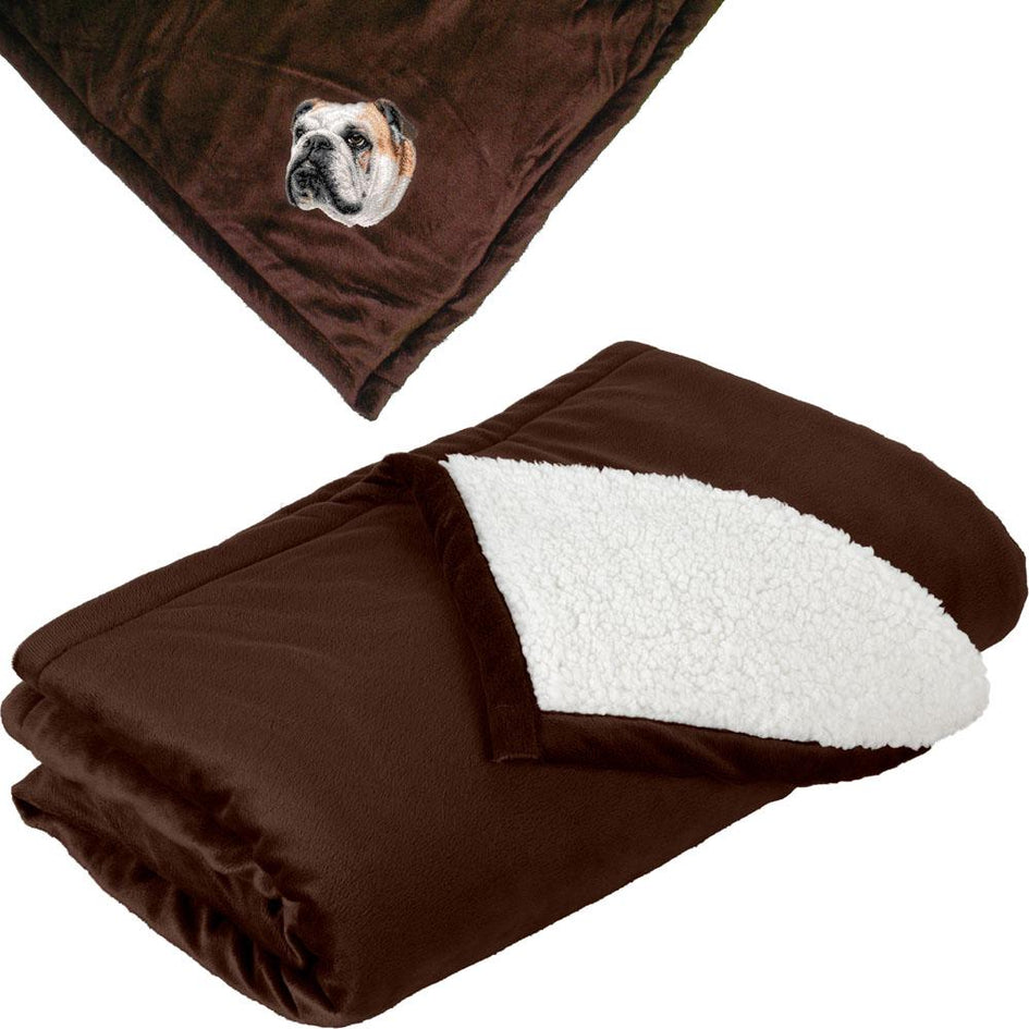 Embroidered Blankets Brown  Bulldog D59