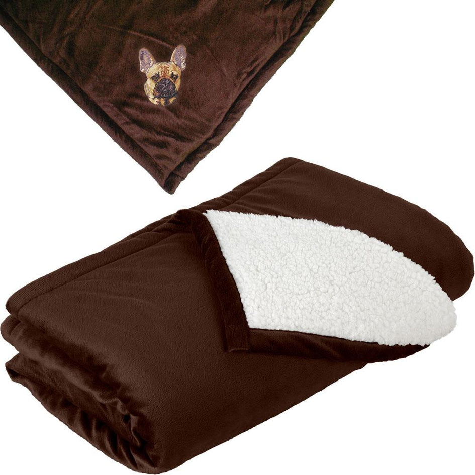 Embroidered Blankets Brown  French Bulldog DN333