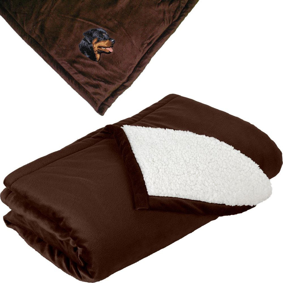 Embroidered Blankets Brown  Rottweiler D7