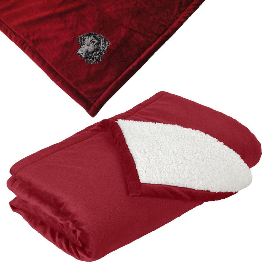 Embroidered Blankets Red  Curly Coated Retriever D137