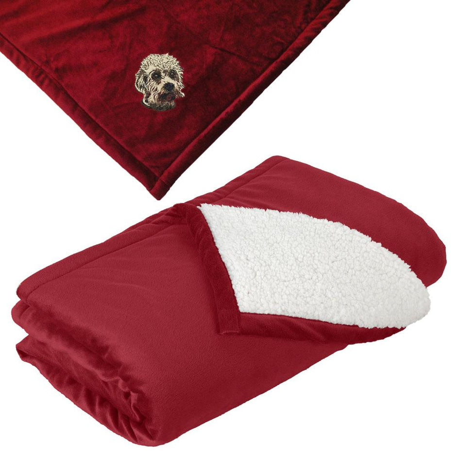 Embroidered Blankets Red  Dandie Dinmont Terrier DJ299