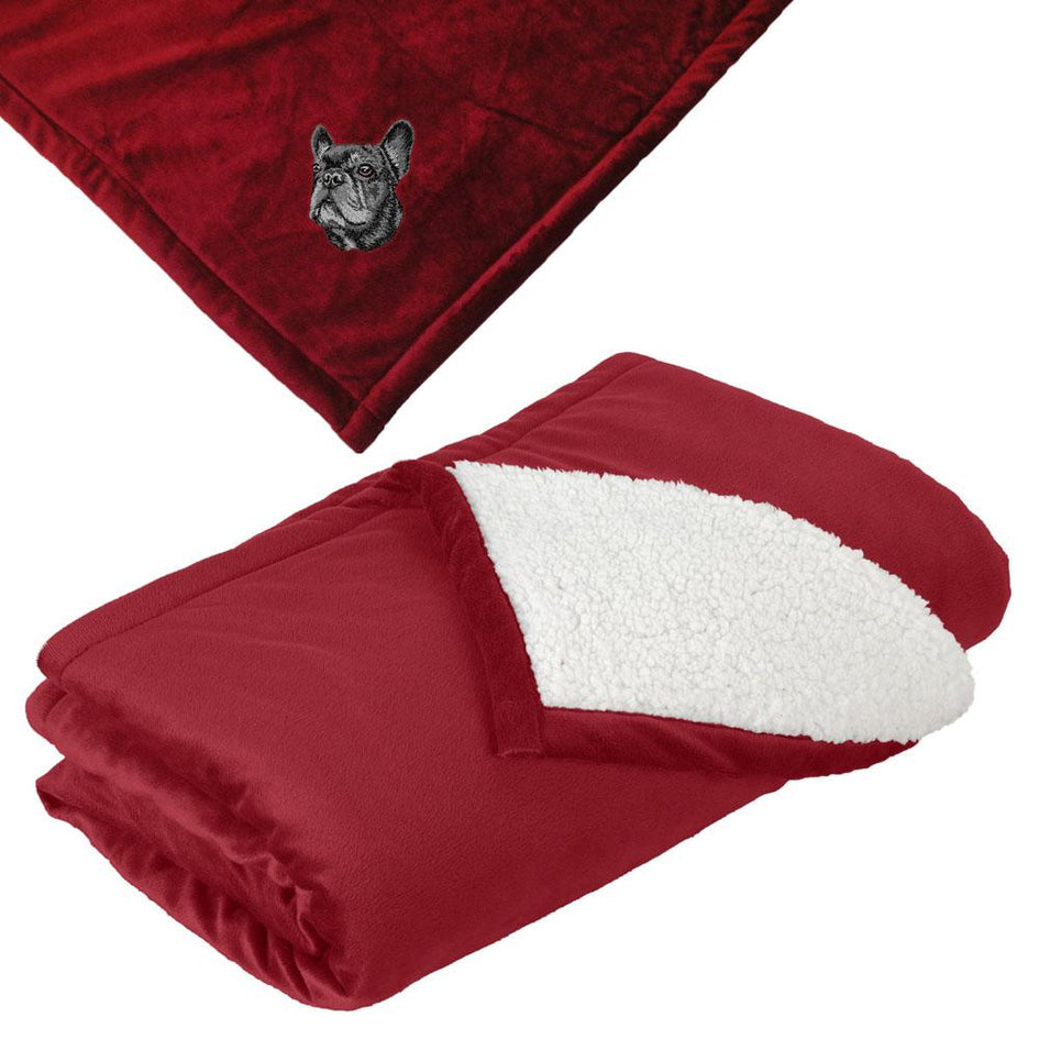Embroidered Blankets Red  French Bulldog DV352