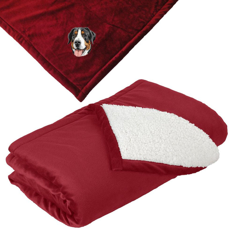 Embroidered Blankets Red  Greater Swiss Mountain Dog DV379