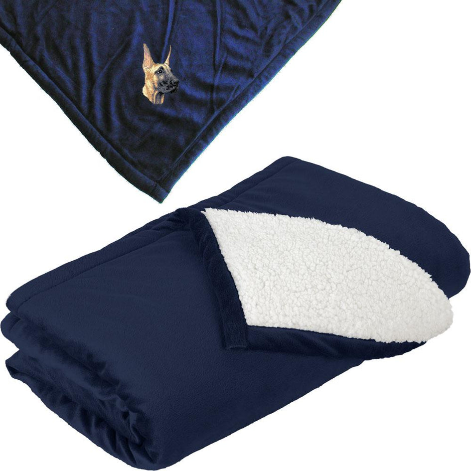 Embroidered Blankets Navy  Great Dane D71