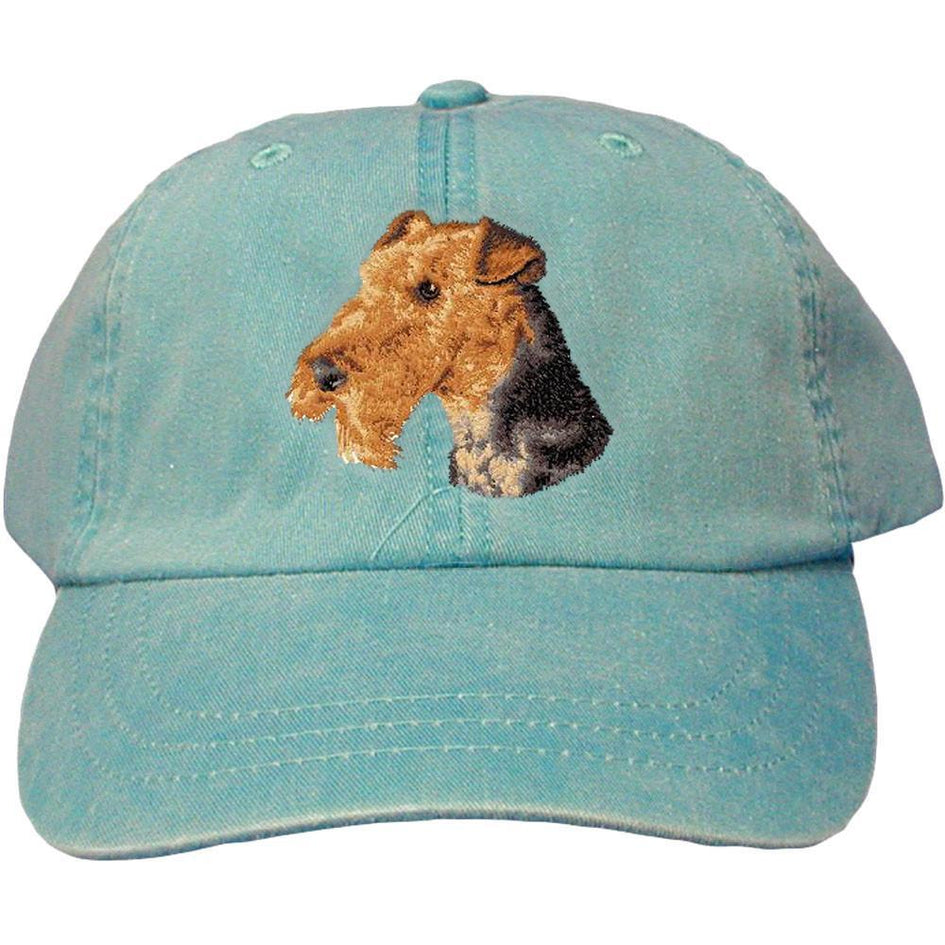 Embroidered Baseball Caps Turquoise  Airedale Terrier D67