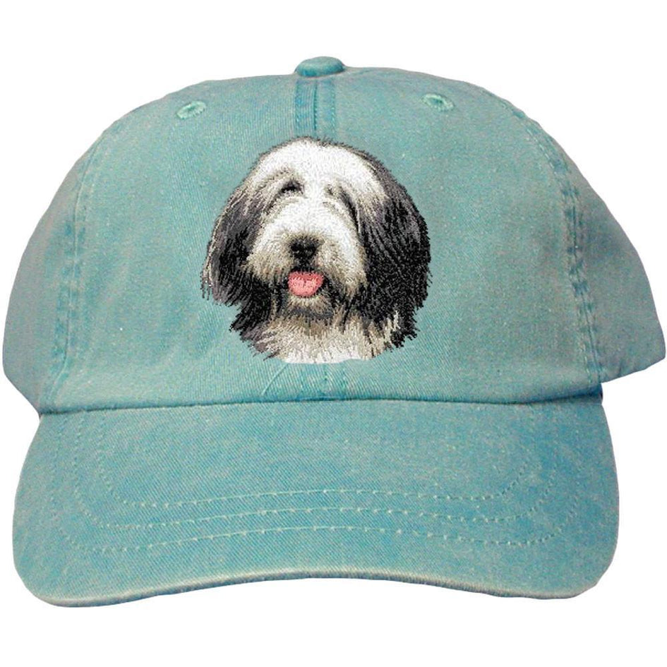 Embroidered Baseball Caps Turquoise  Bearded Collie D37