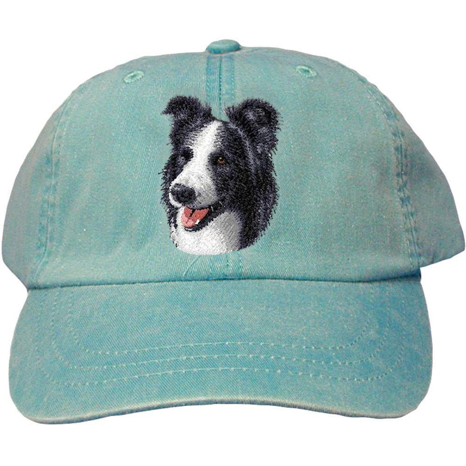 Embroidered Baseball Caps Turquoise  Border Collie D16
