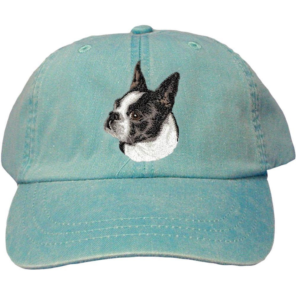 Embroidered Baseball Caps Turquoise  Boston Terrier D50