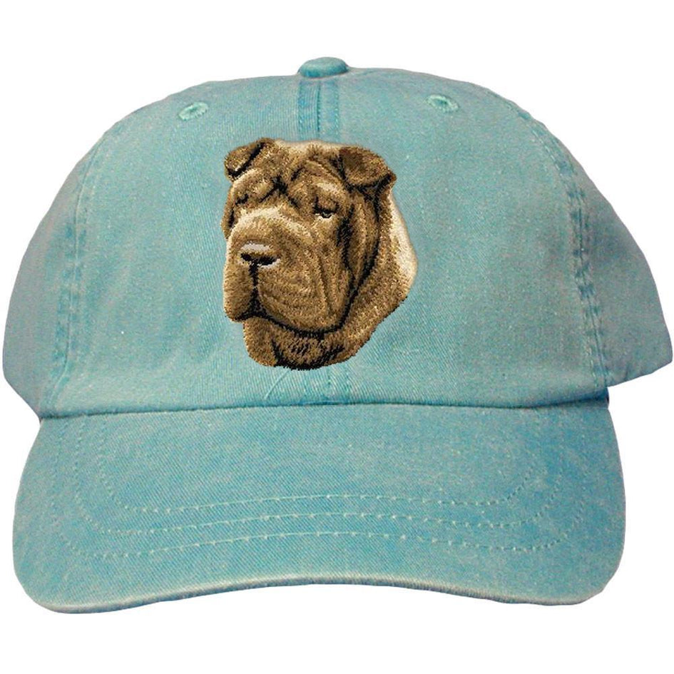 Embroidered Baseball Caps Turquoise  Chinese Shar Pei D45