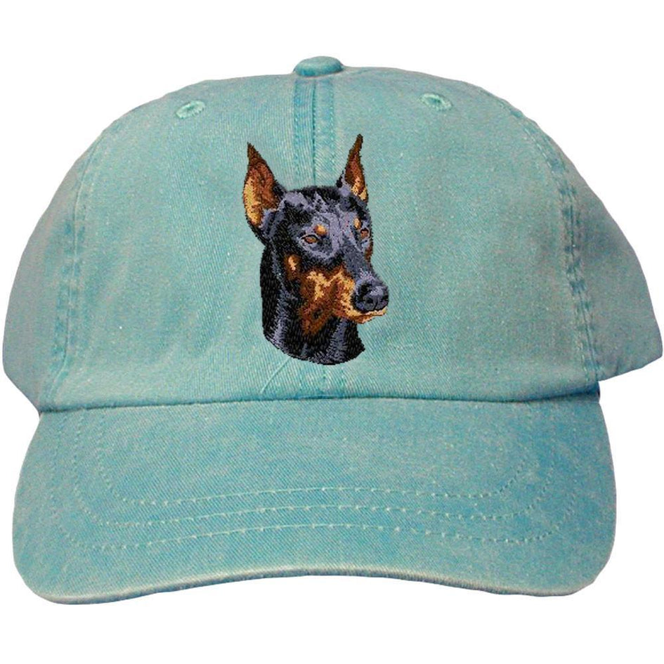 Embroidered Baseball Caps Turquoise  Doberman Pinscher DM346