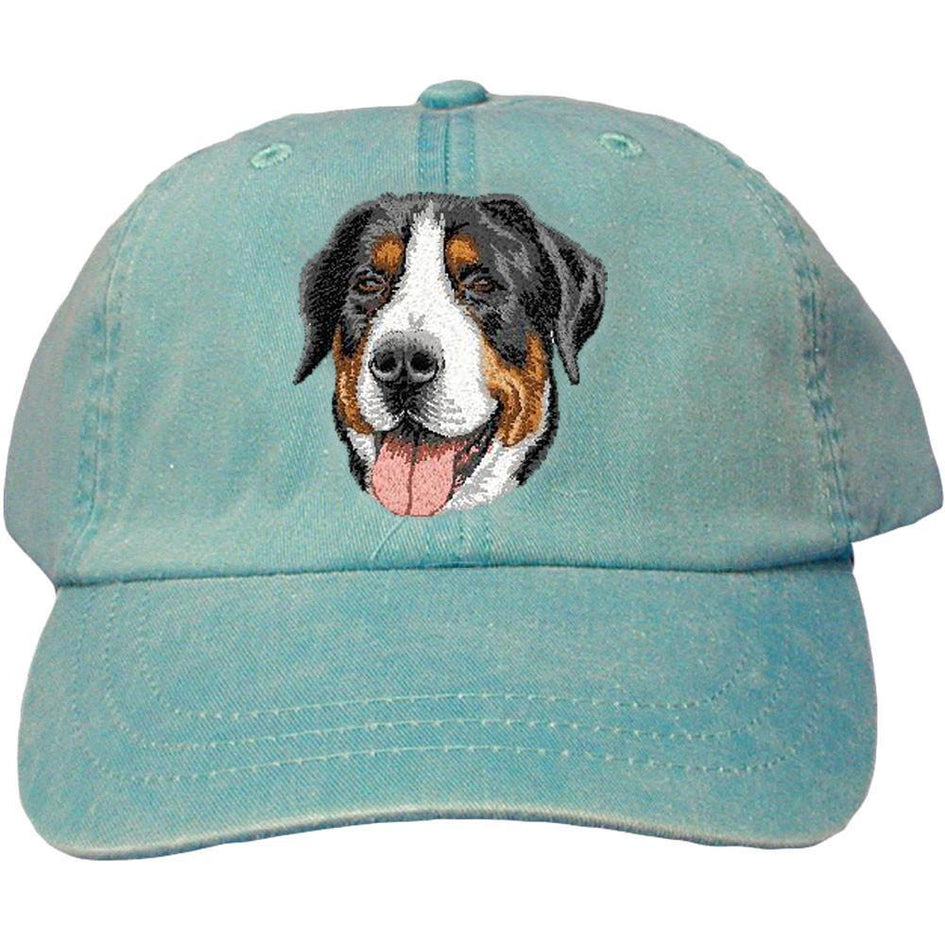 Embroidered Baseball Caps Turquoise  Greater Swiss Mountain Dog DV379