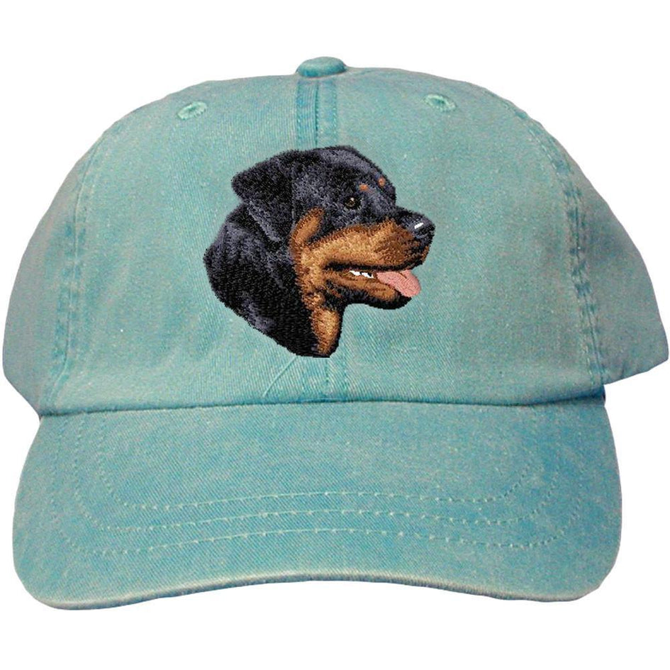 Embroidered Baseball Caps Turquoise  Rottweiler D7