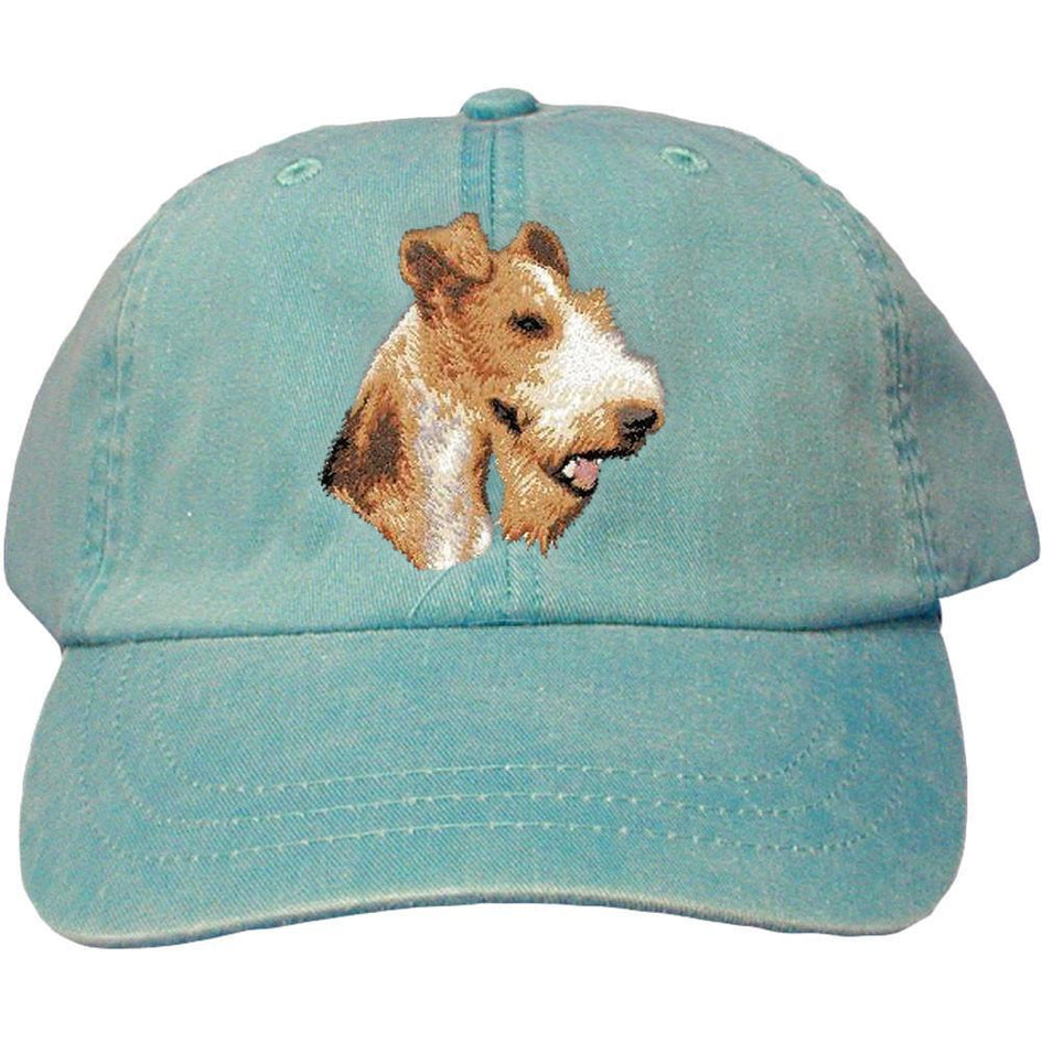 Embroidered Baseball Caps Turquoise  Wire Fox Terrier D107